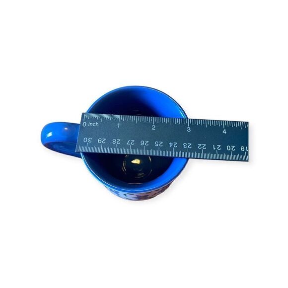 2 Steinberg Designs LLC Coffee Tea Mug w Pedestal Base in Blue With Florals - Picture 9 of 9